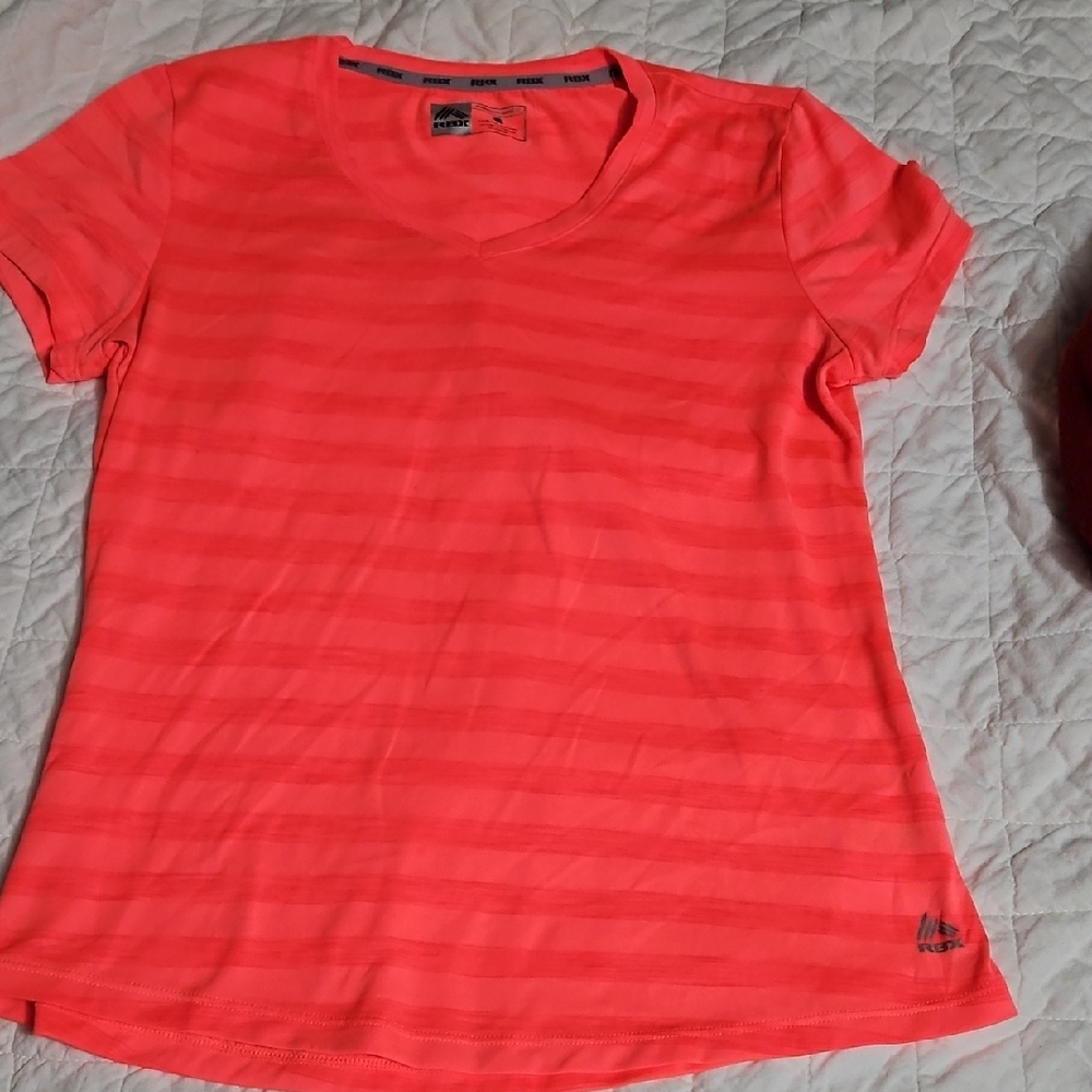 RBX Women's Coral Striped Short Sleeve Tee